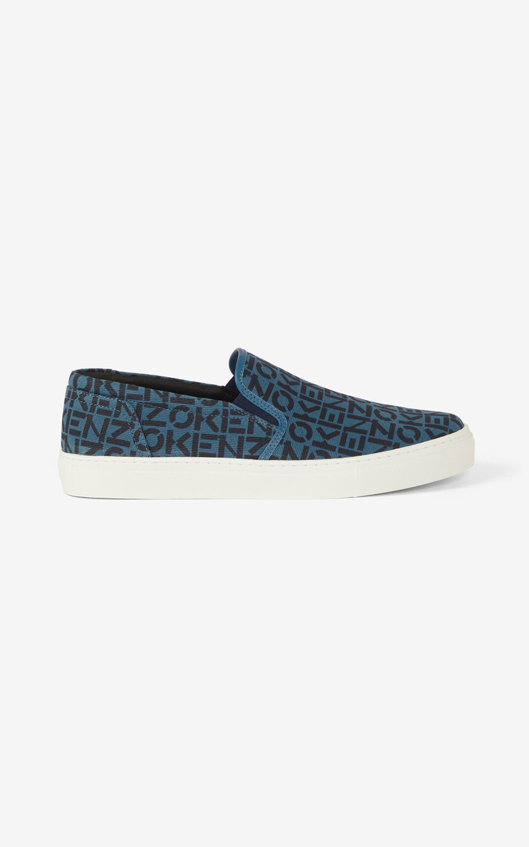 Baskets Kenzo K Skate Monogram laceless Homme Bleu Foncé | JWHK-95821